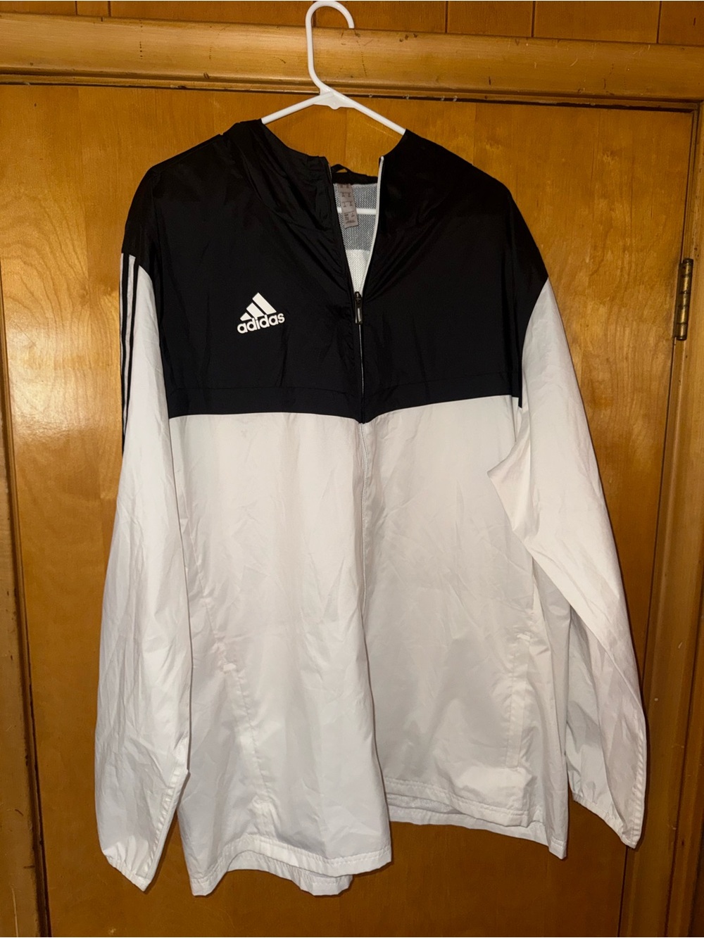 adidas Black and White Colorblock Windbreaker Jacket